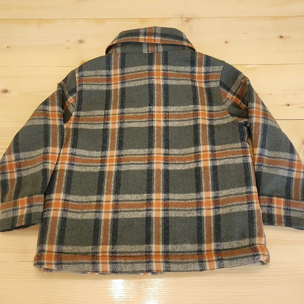 Old Navy Toddler Sherpa Lined Plaid Jacket Shirt Snap Buttons Pockets 4T